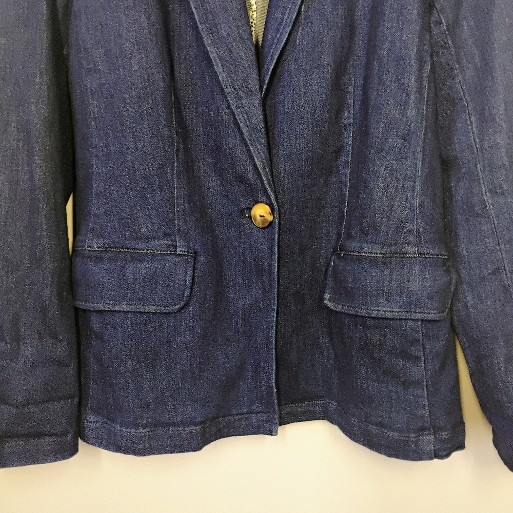Maeve Anthropologie‎ Tailored Denim Blazer Womens Medium Office Business Casual - Picture 5 of 16